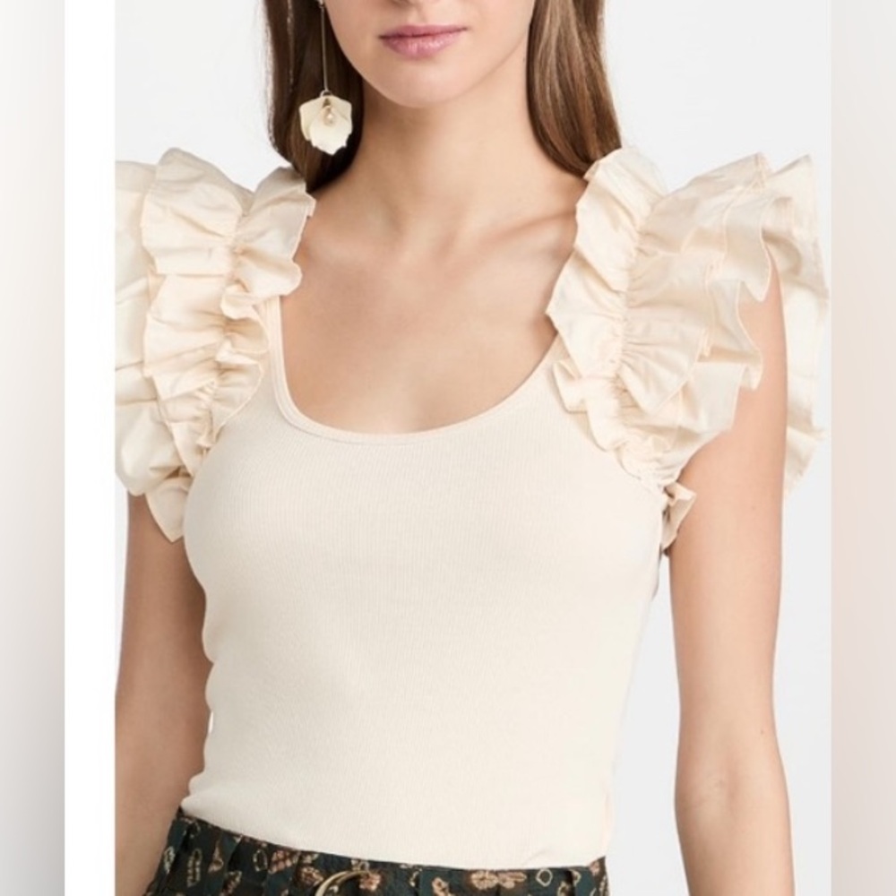 Ulla Johnson Cream Ruffle Sleeve Blouse